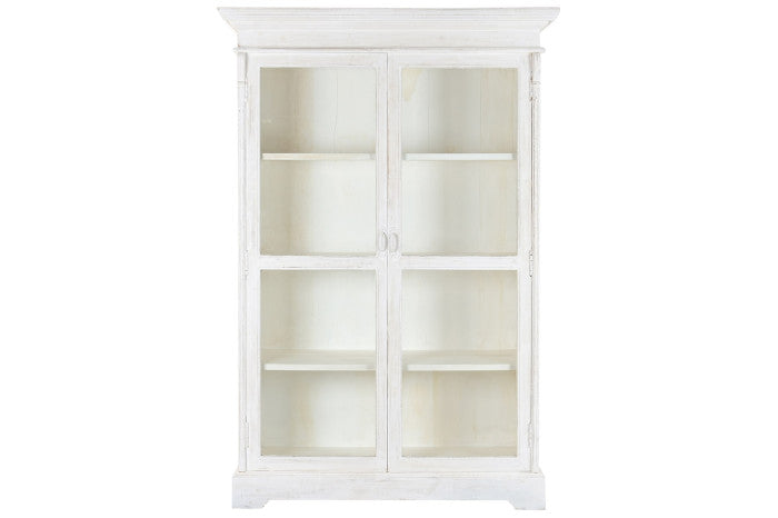 Vitrina mango 130x55x209 decapé blanco