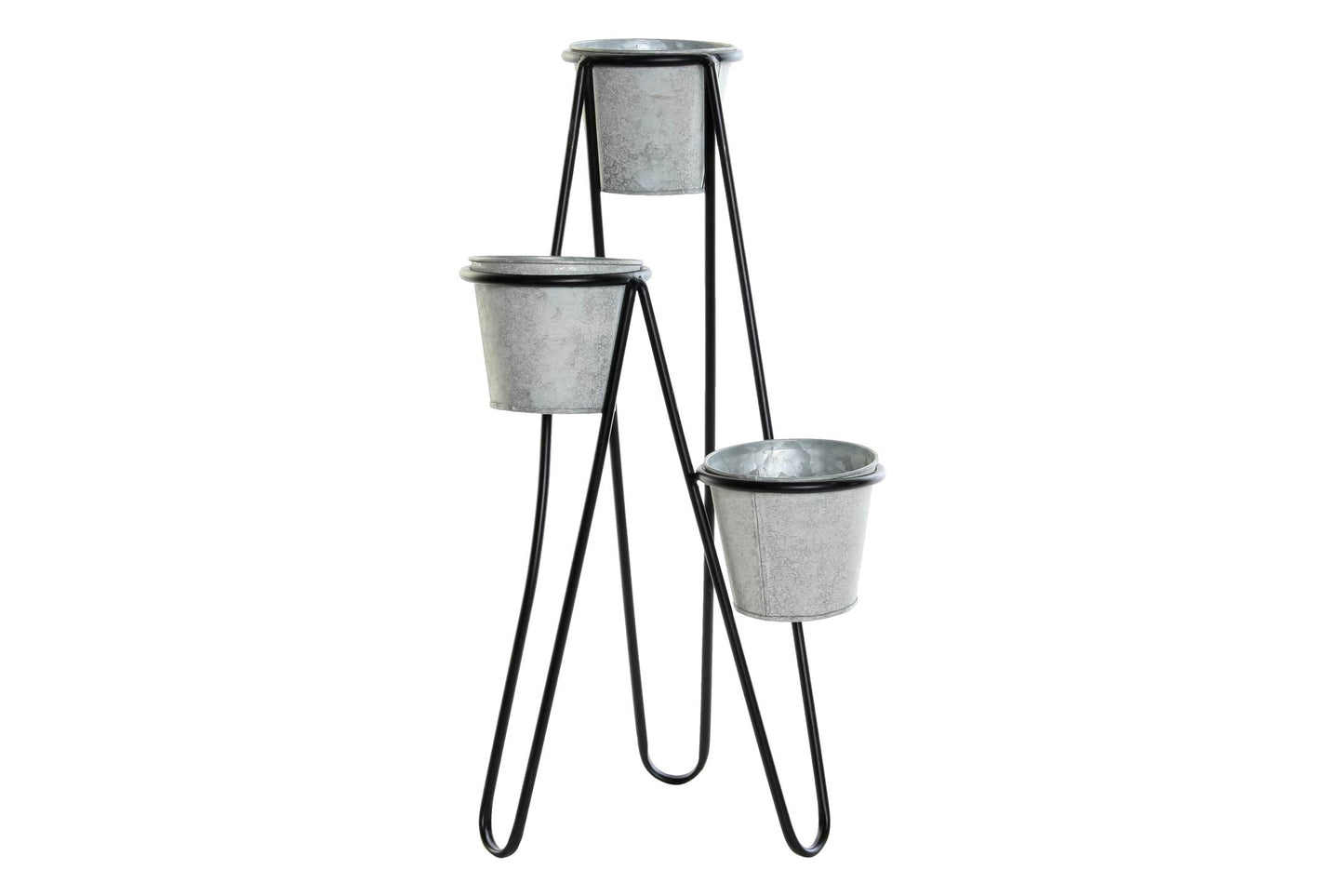 Macetero metal 27*30*56cm triple gris