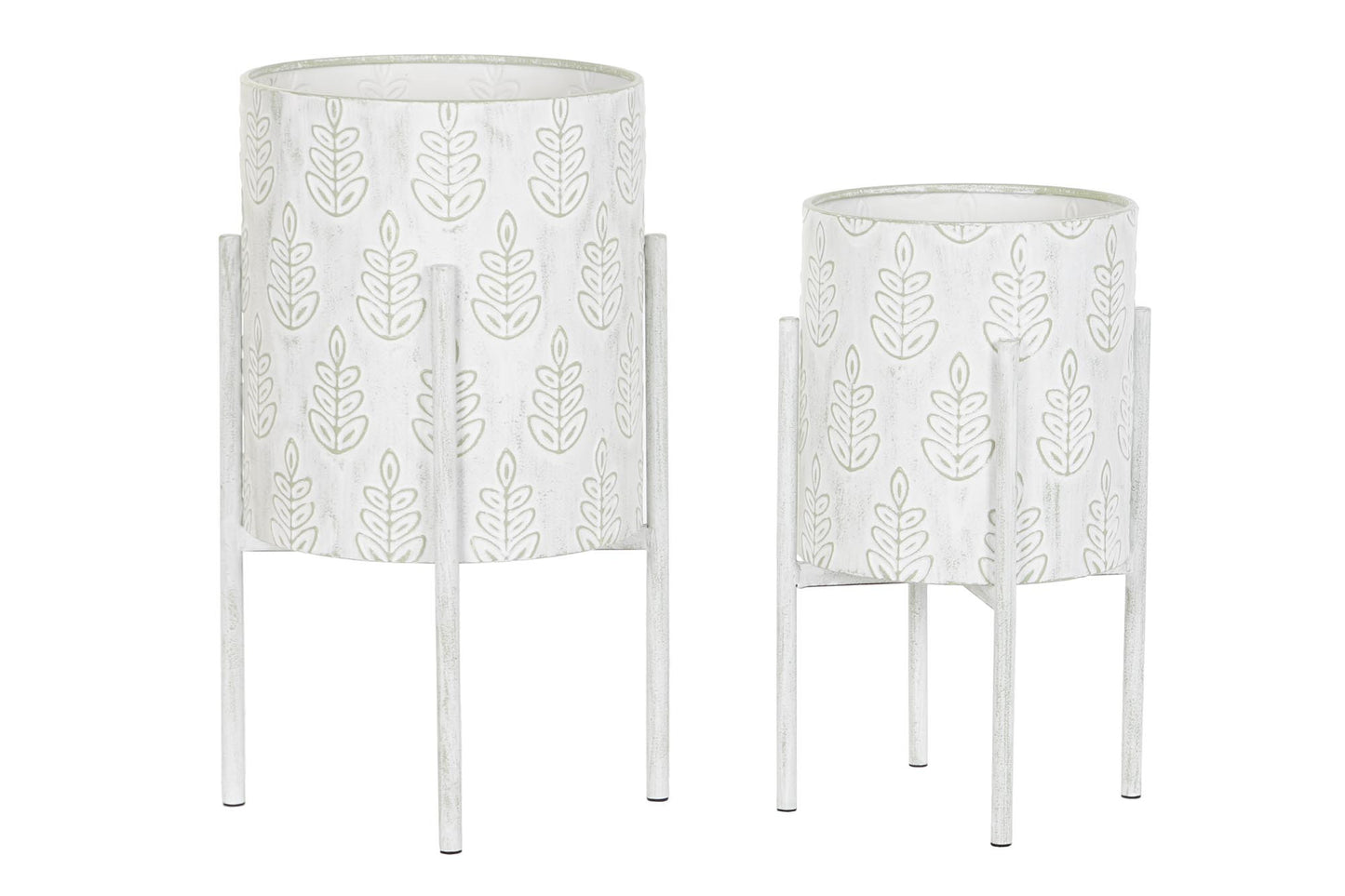 Macetero set 2 metal 31*31*60cm blanco