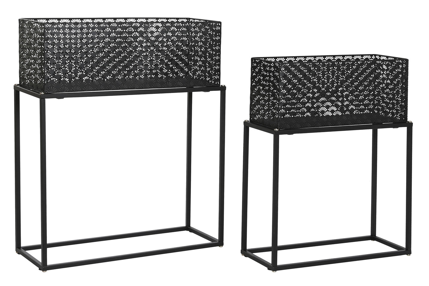 Macetro set 2 metal 60*22*70cm negro