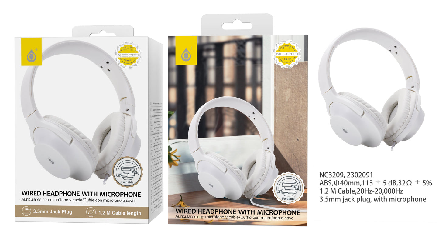 Auriculares plegable NC3209 1.2m blanco