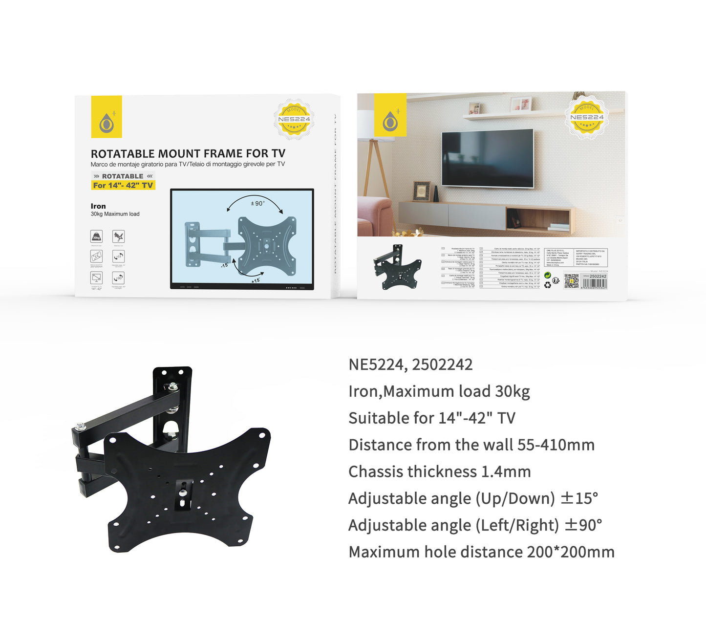 Soporte TV Inclinable y Giratorio 14" - 42"