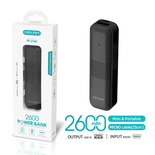 Bateria externa power bank 2600mah negro