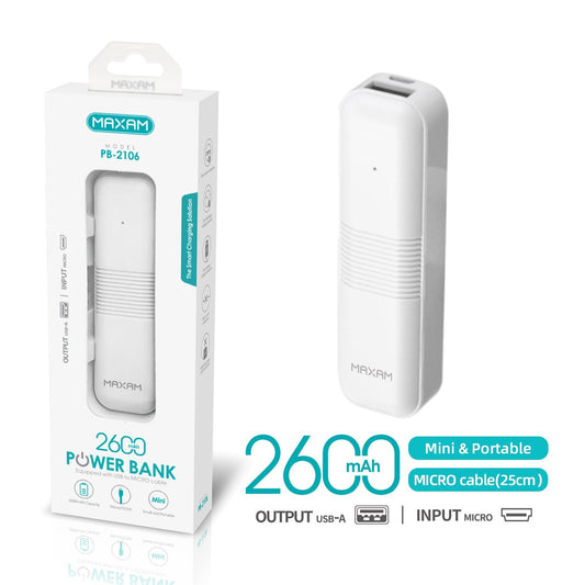 Bateria externa power bank 2600mah blanco