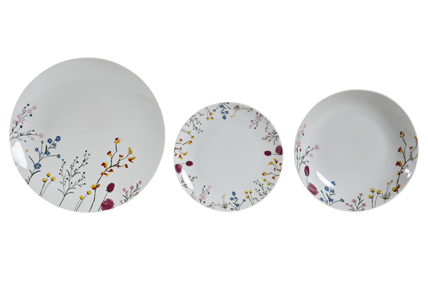 Vajilla set 18 porcelona 27*27*3cm flores multicolor