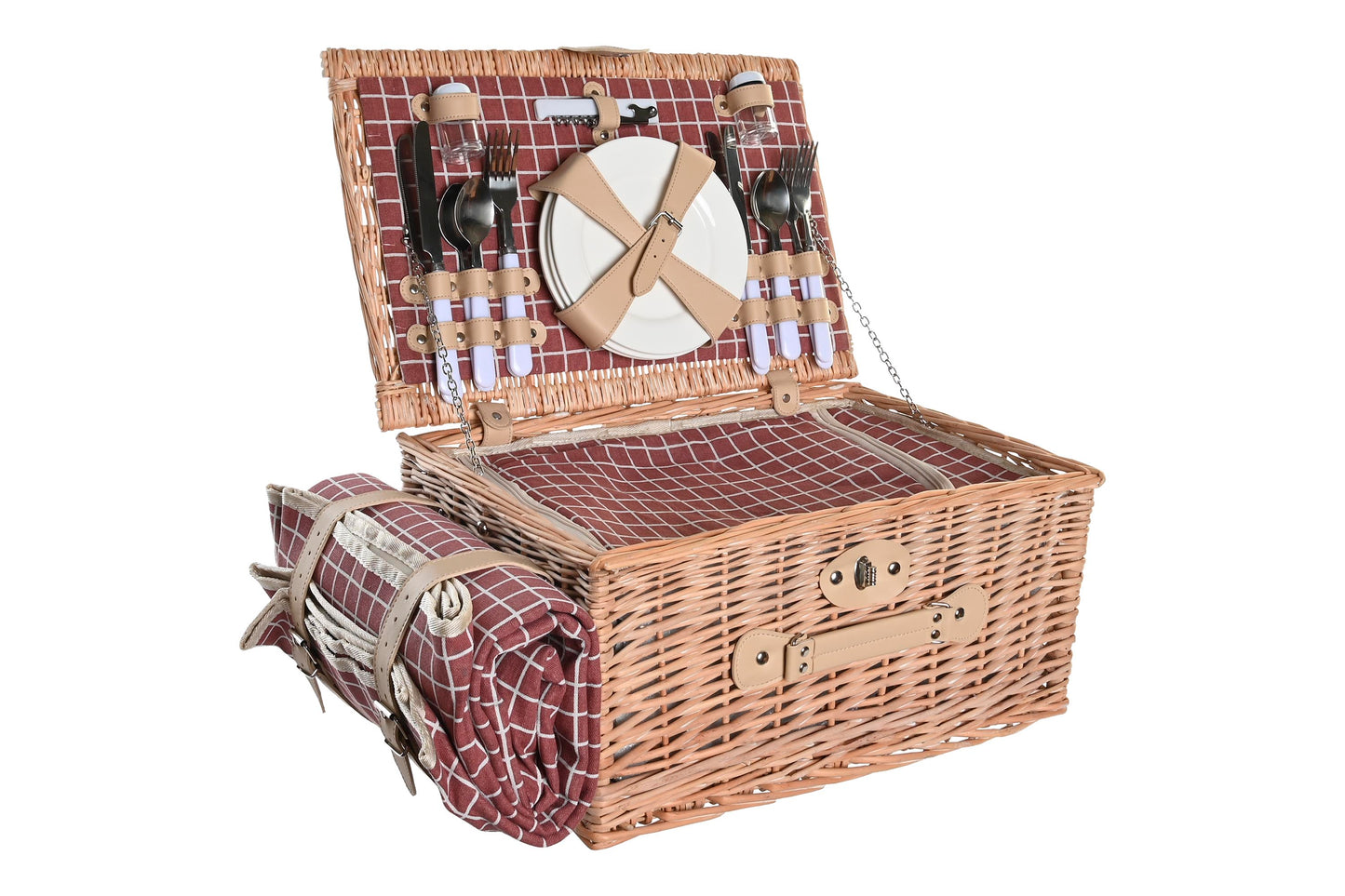 Cesta picnic set 16 mimbre 44*30*22cm natural