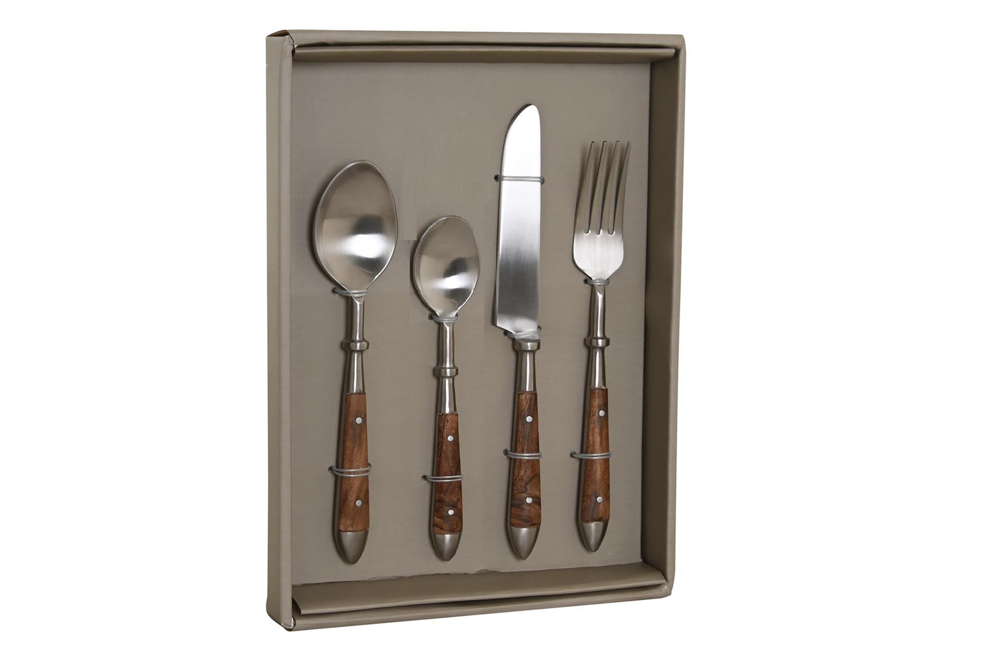 Cuberteria set 16 inox acacia 4.5*2*20cm natural