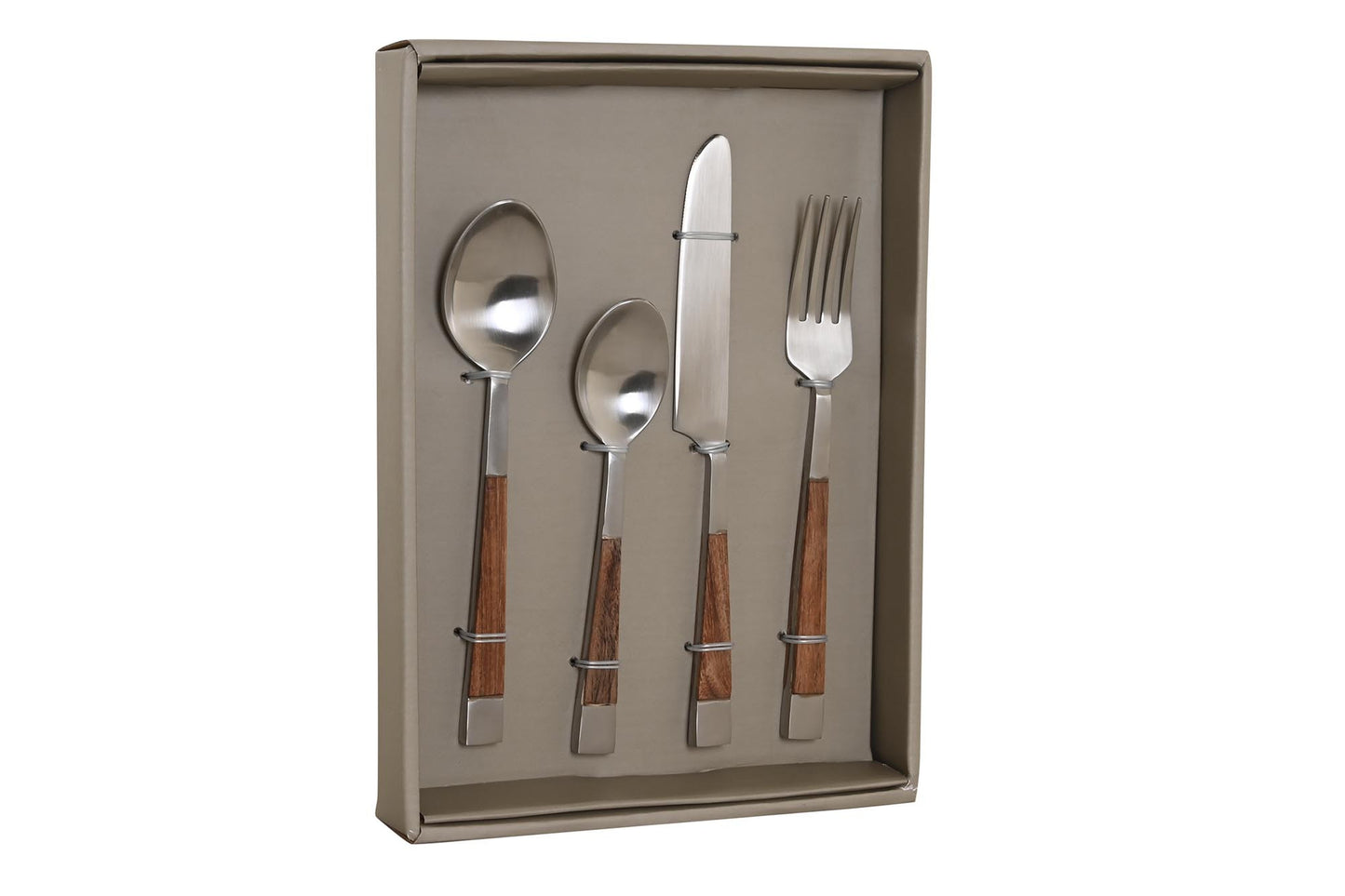 Cuberteria set 16 inox acacia 4.5*2*20cm natural