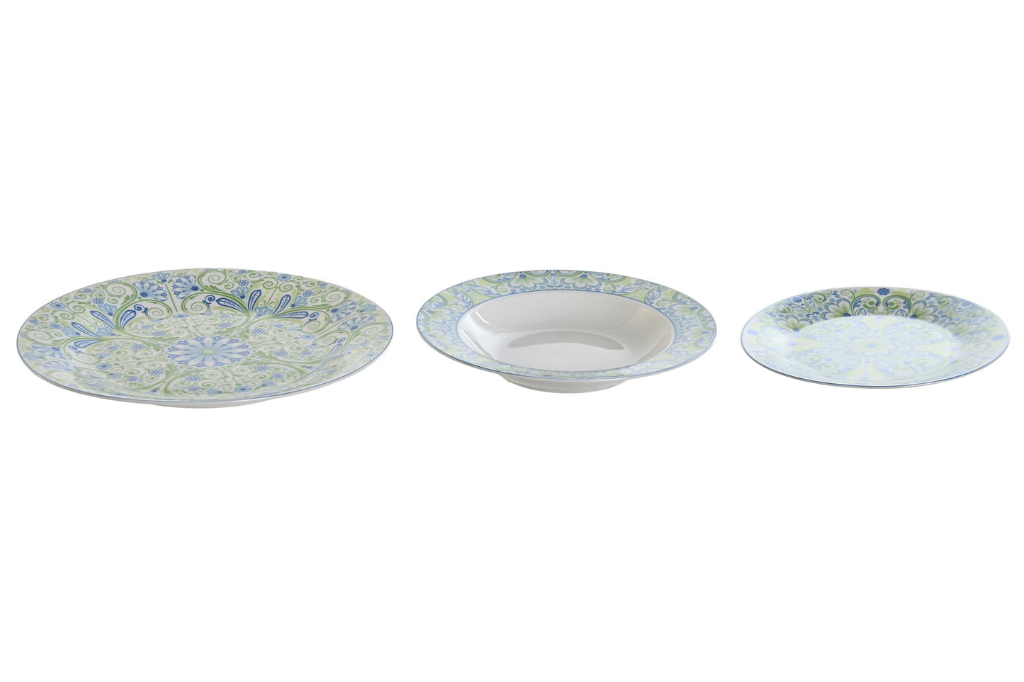 Vajilla set 18 porcelona 27*27*3cm azulejos verde