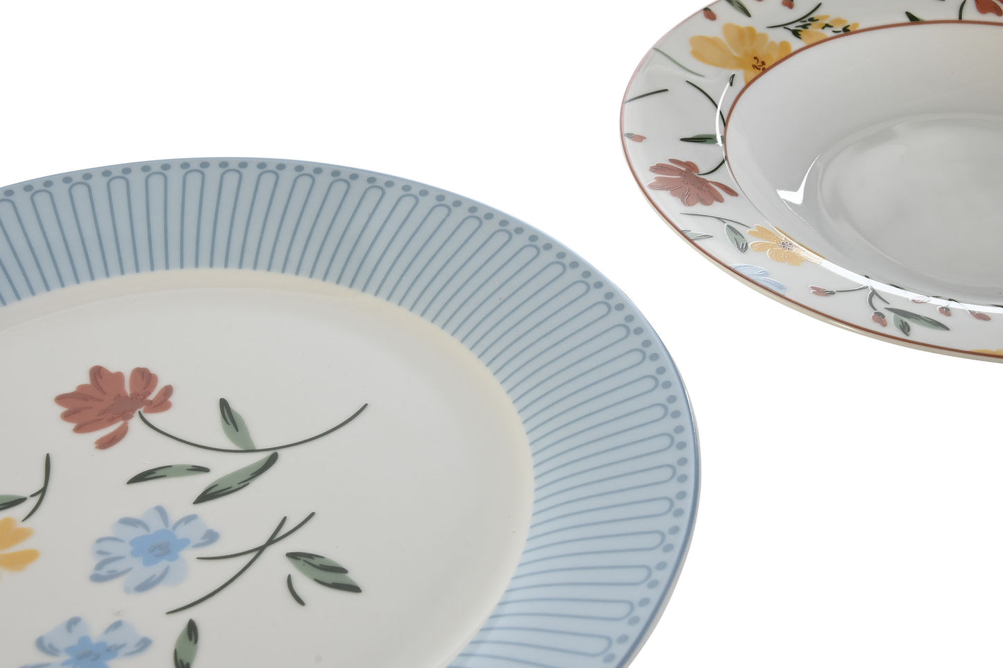 Vajilla set 18 porcelana 27*27*3cm floral azul