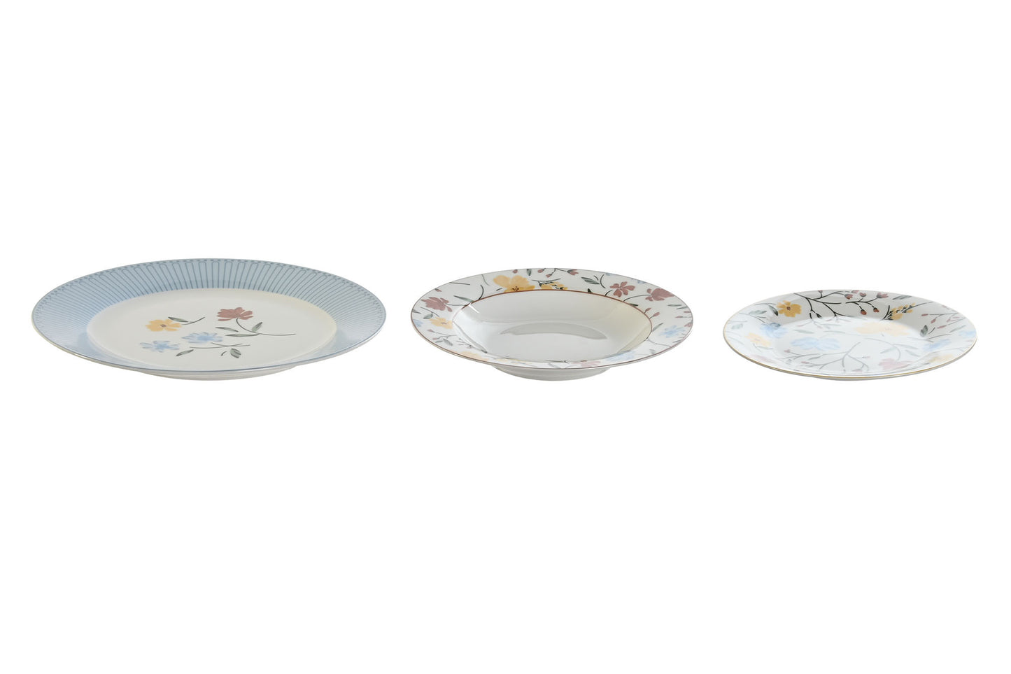 Vajilla set 18 porcelana 27*27*3cm floral azul