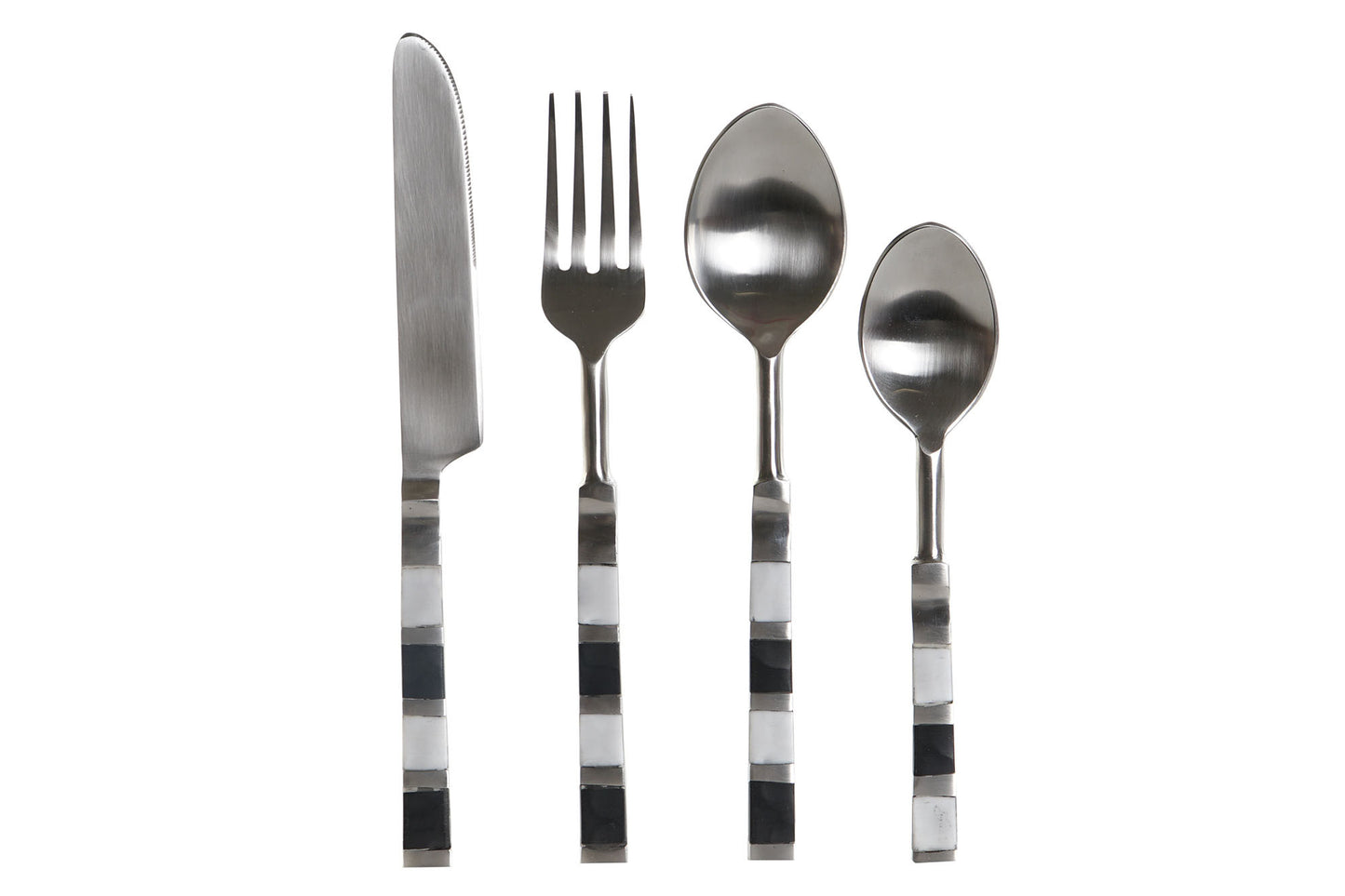 Cuberteria set 16 inox resina 4.5*1.5*22cm plateado