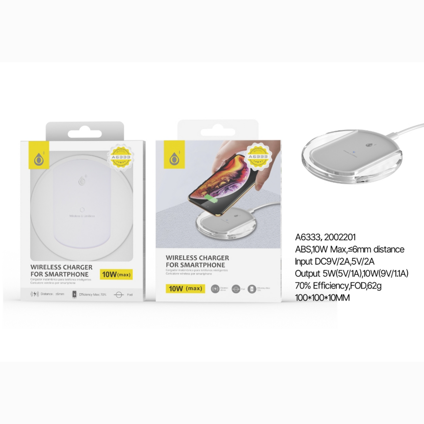 Caricabatterie wireless veloce bianco