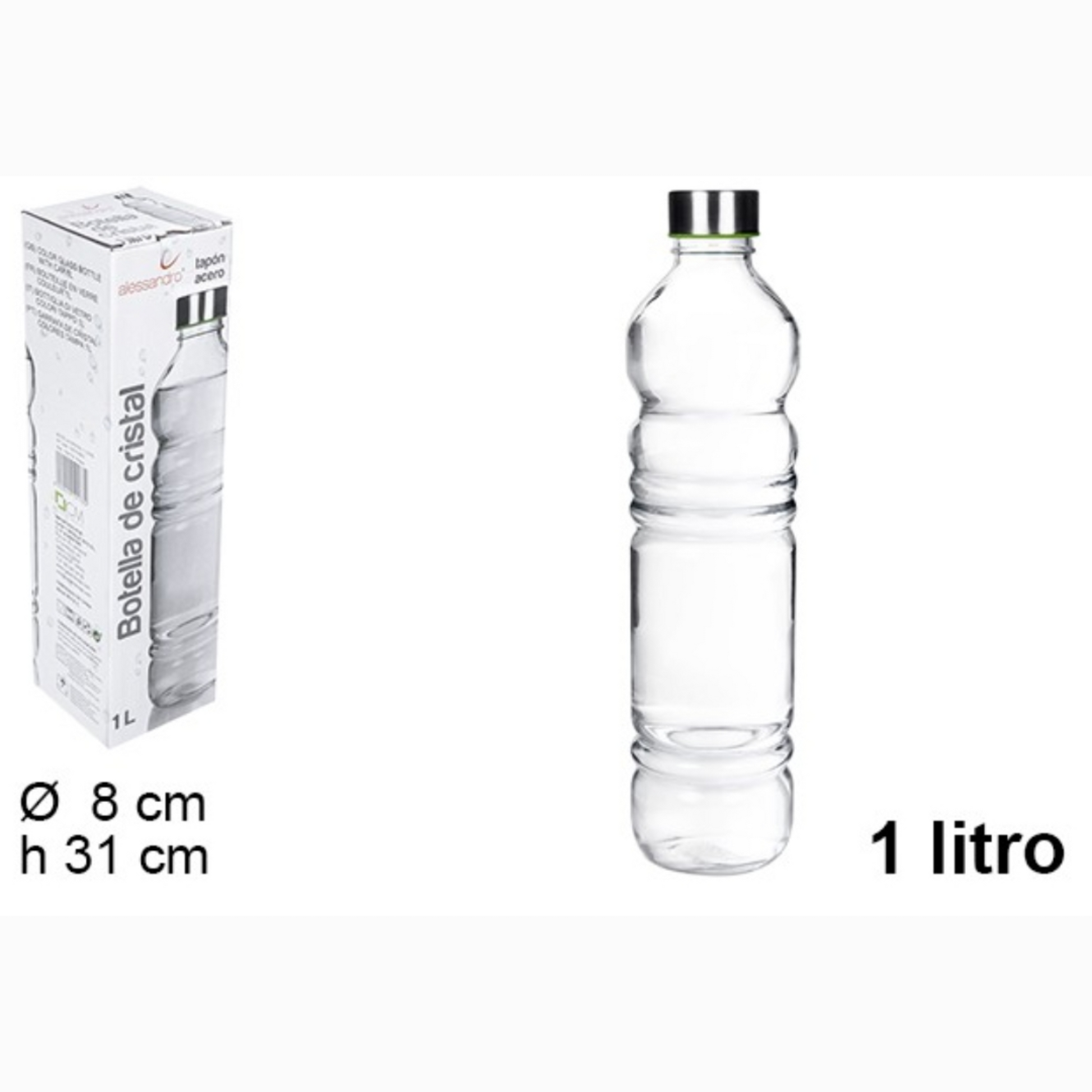 Botella cristal agua 1L – LILI HOME