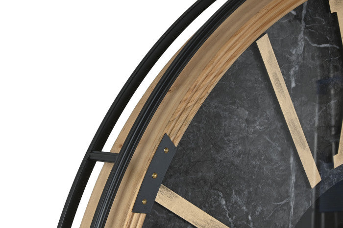 Reloj de Pared Metal y Cristal 127x127 cm Negro y Dorado