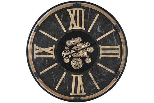 Reloj de Pared Metal y Cristal 127x127 cm Negro y Dorado