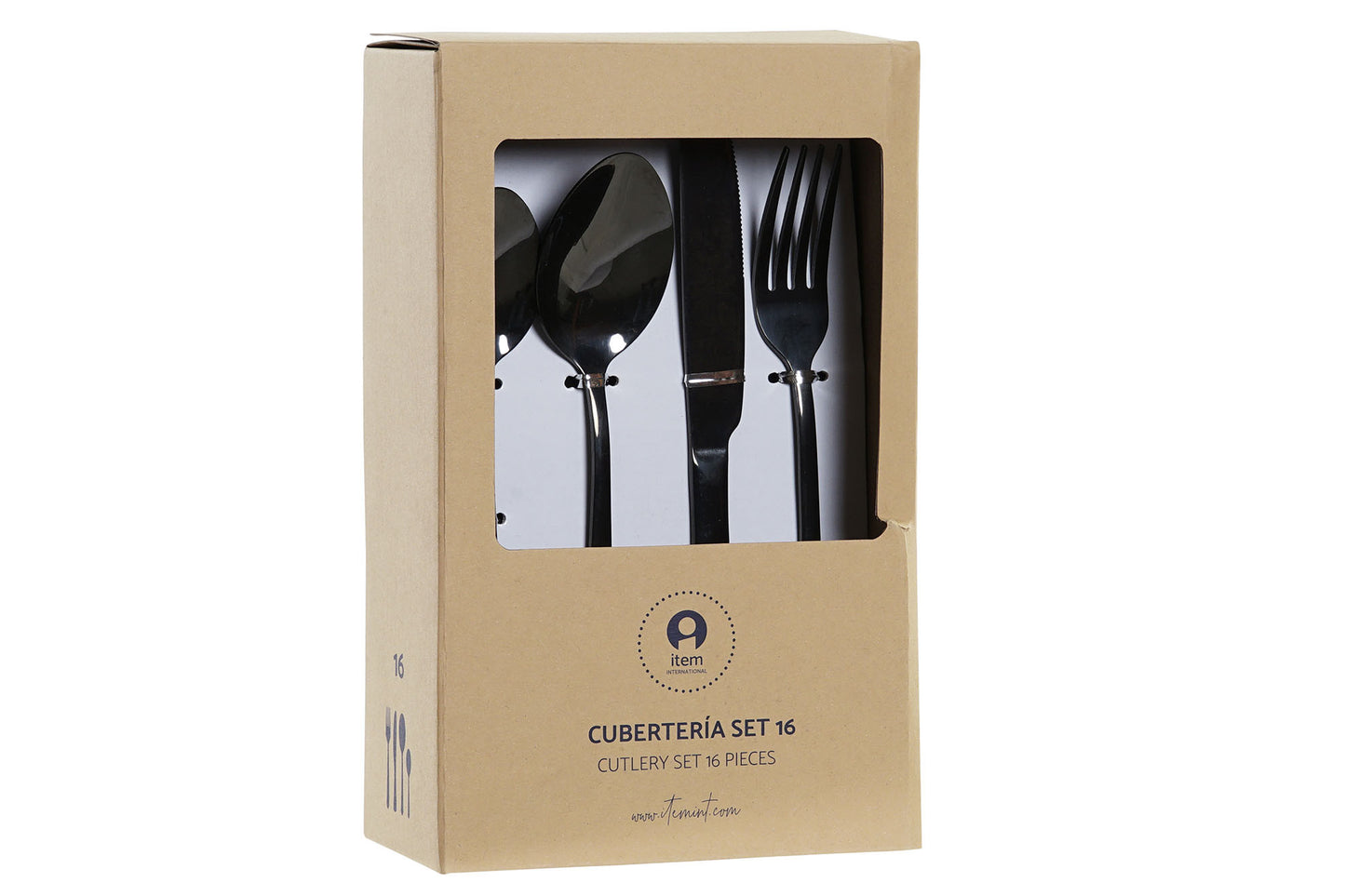 Cuberteria set 16 inos 4.5*2.5*20.5cm 2mm negro