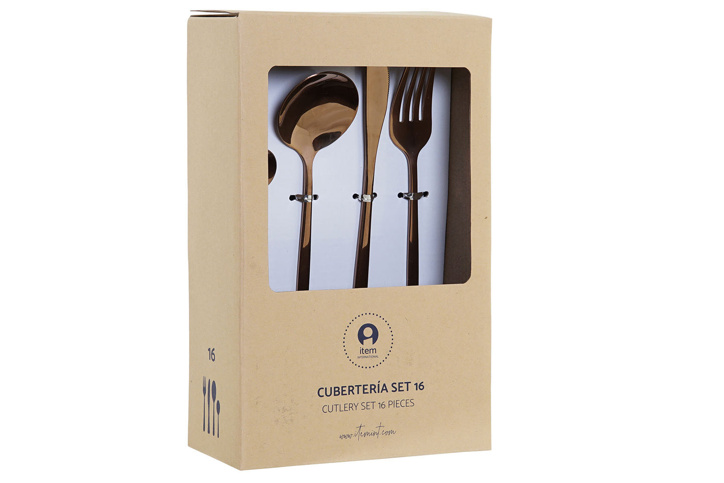 Cuberteria set 16 inos 4.5*2.5*20.5cm 3mm bronce