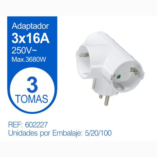 Adaptador europea de 3 conectores