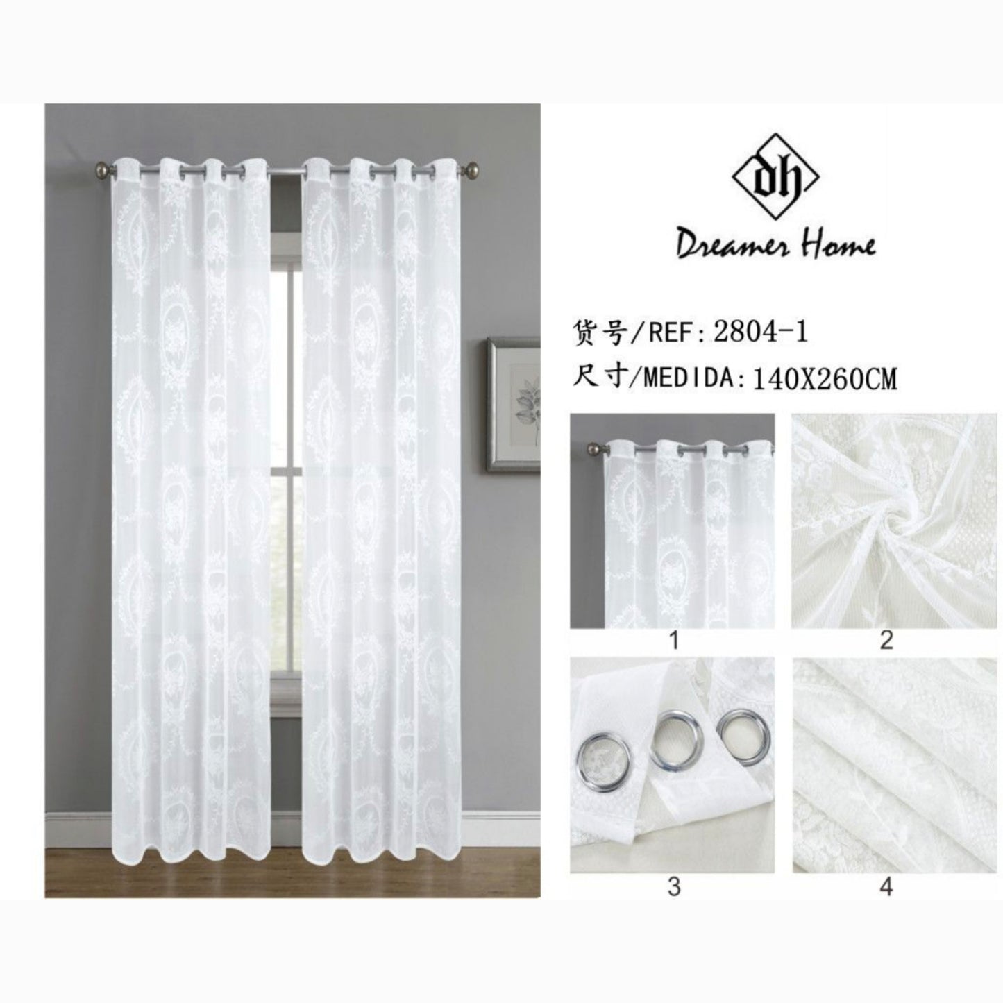 Cortina visillo 140*260cm blanco