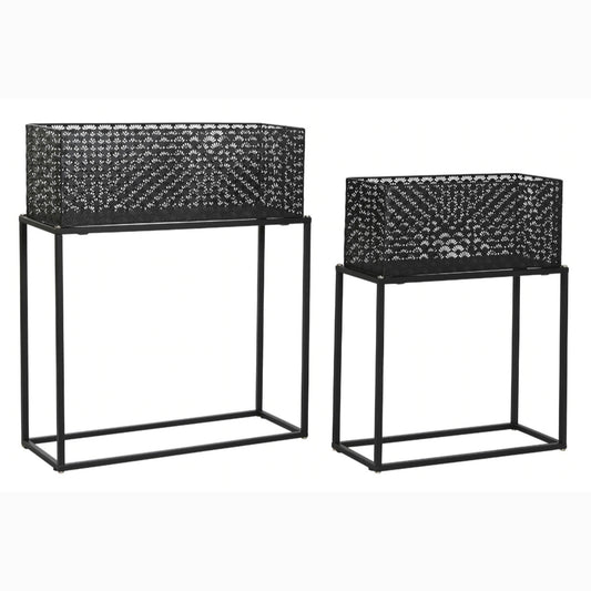 Macetro set 2 metal 60*22*70cm negro