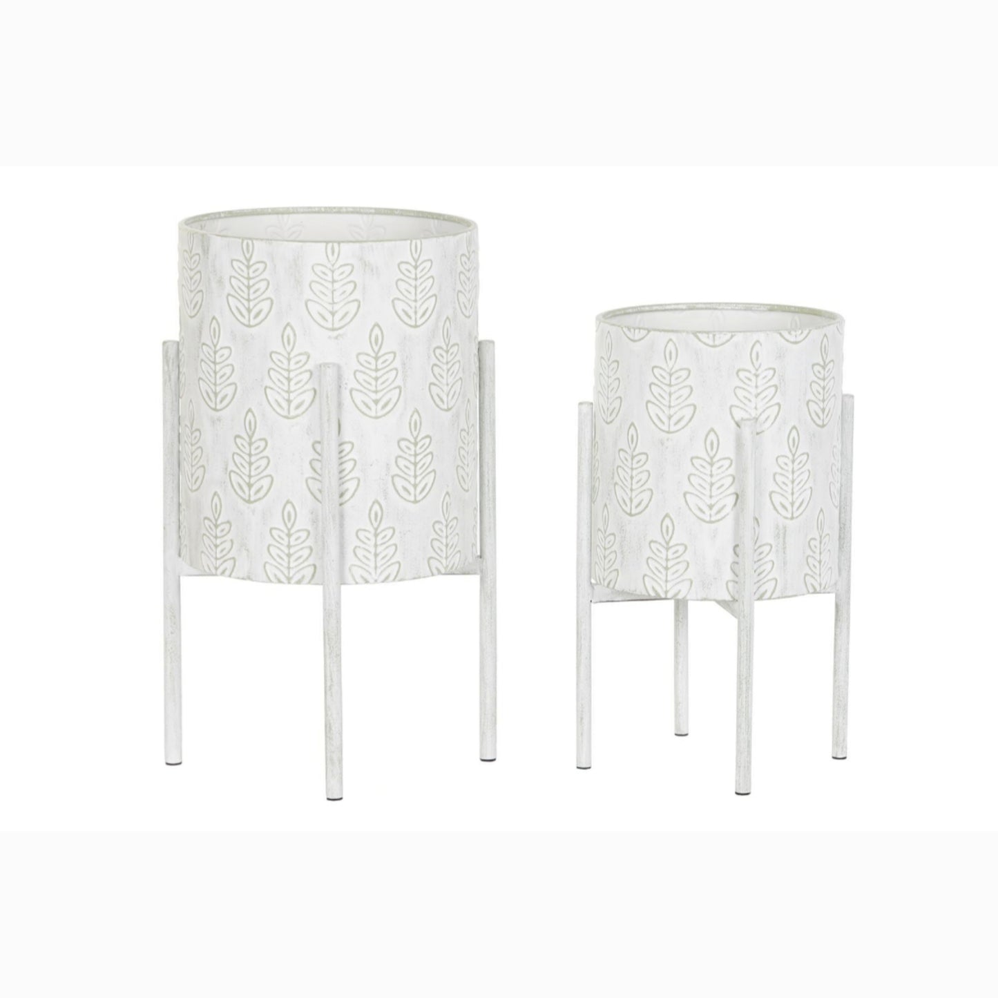 Macetero set 2 metal 31*31*60cm blanco