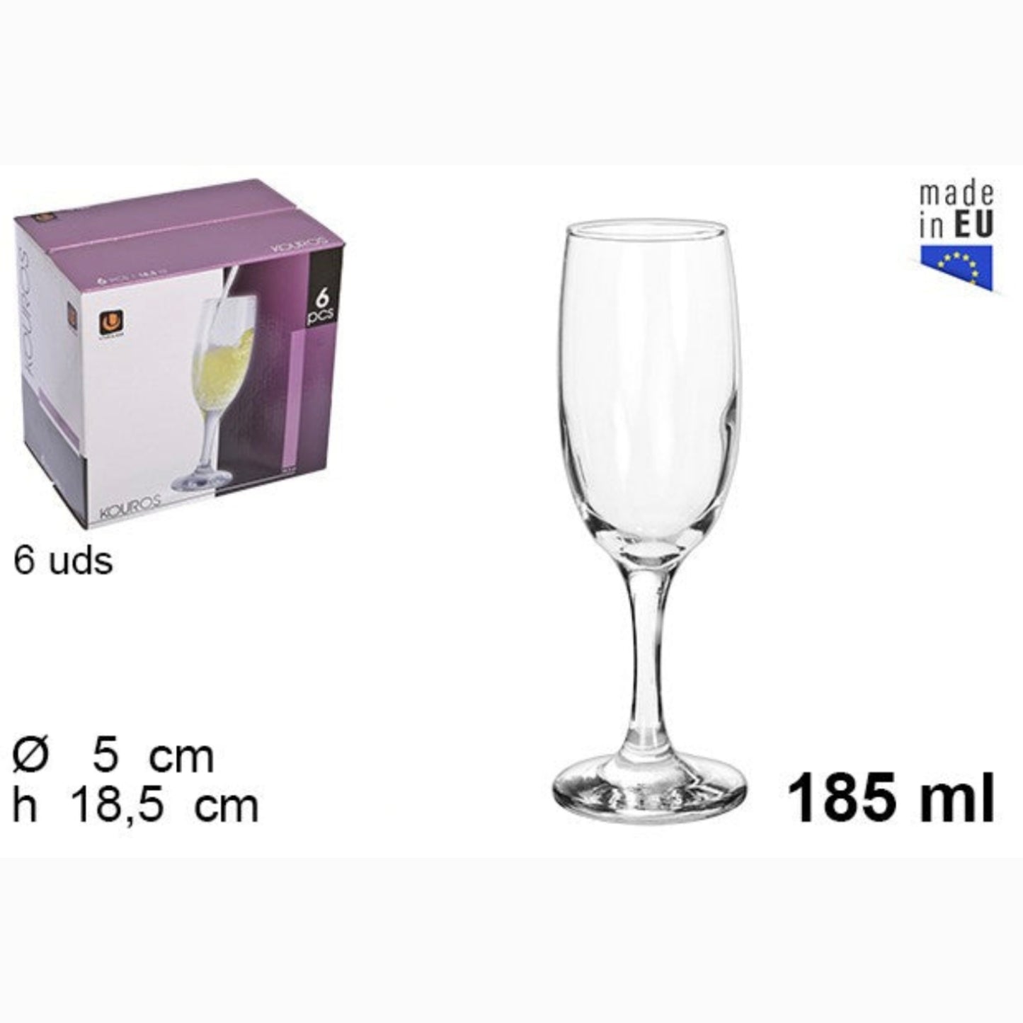 Copa cristal champagne Kouros 185 ml 18,7x5.5x5.5cm