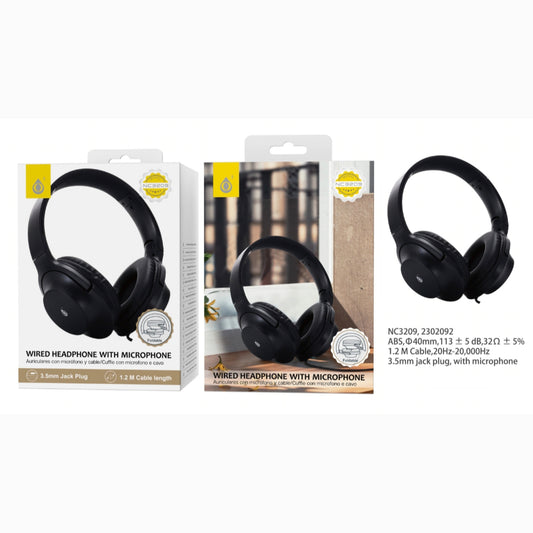 Auriculares plegable NC3209 1.2m negro