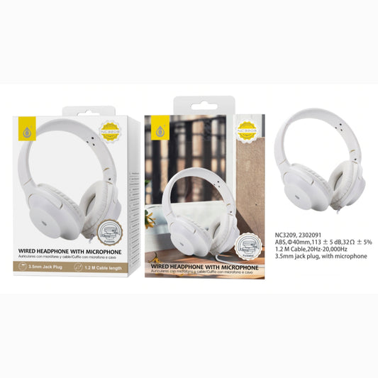 Auriculares plegable NC3209 1.2m blanco