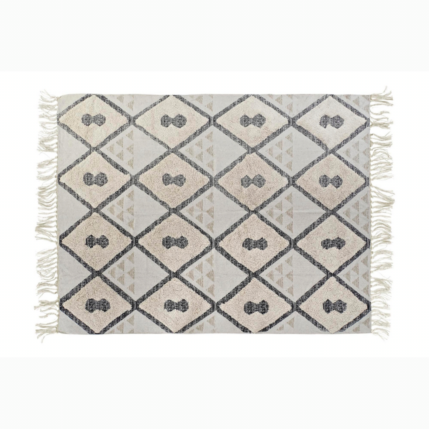 Alfombra algodon 160*230*1cm 1500gsm rombos beige