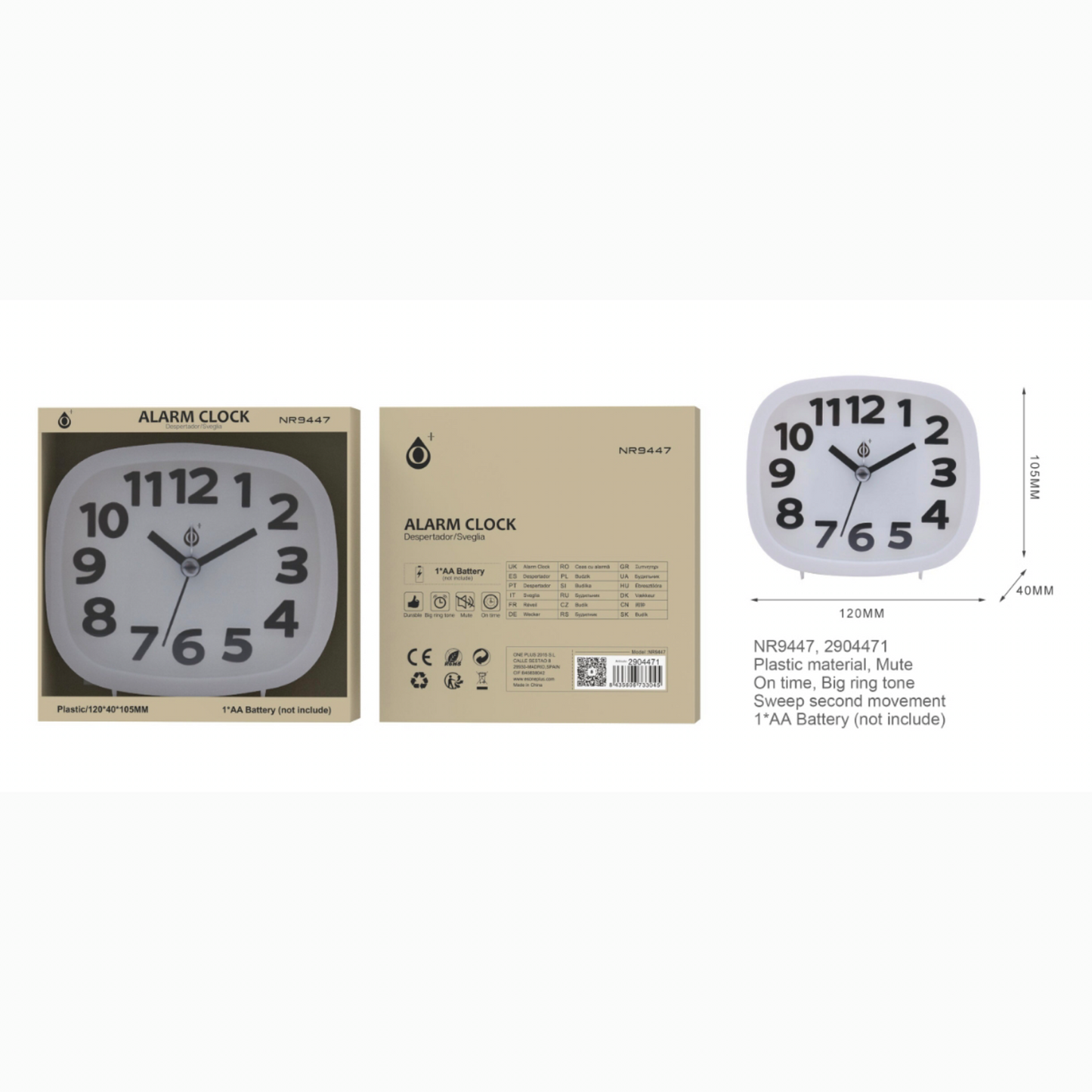 Reloj despertador sinlencioso 12*4*10.5cm