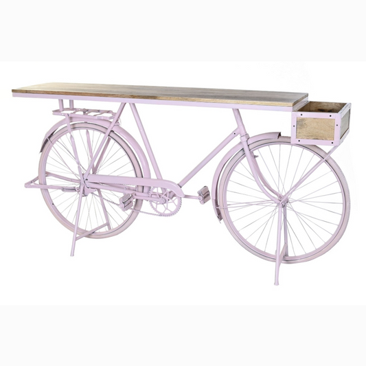 Consola hierro mango 180*41*94cm bicicleta rosa palo