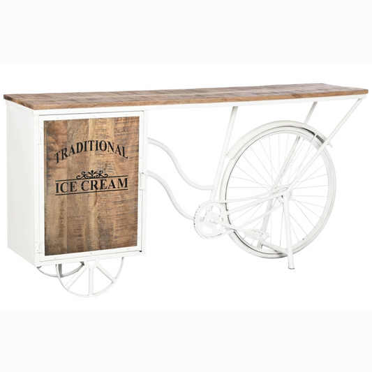 Consola metal 165*35.5*83.8cm carrito helados blanco