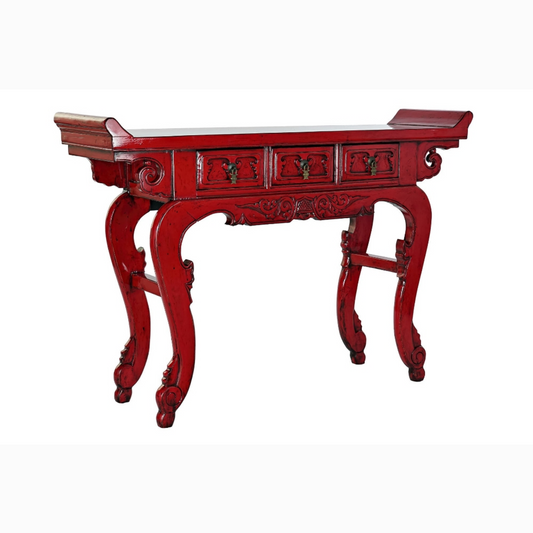 Consola olmo metal 135*37*89cm 3 caj rojo