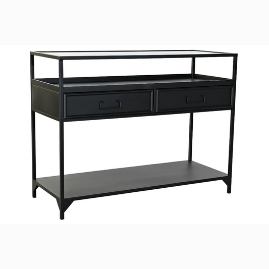 Consola metal cristal 100*40*76cm negro