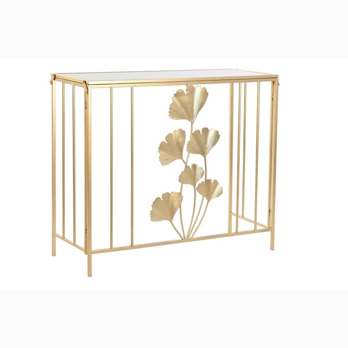 Consola metal cristal 91*32*78cm hoja mate dorado