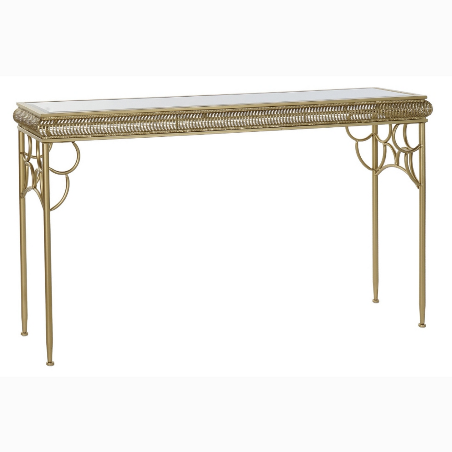 Consola metal espejo 122*31*72cm envejecido dorado