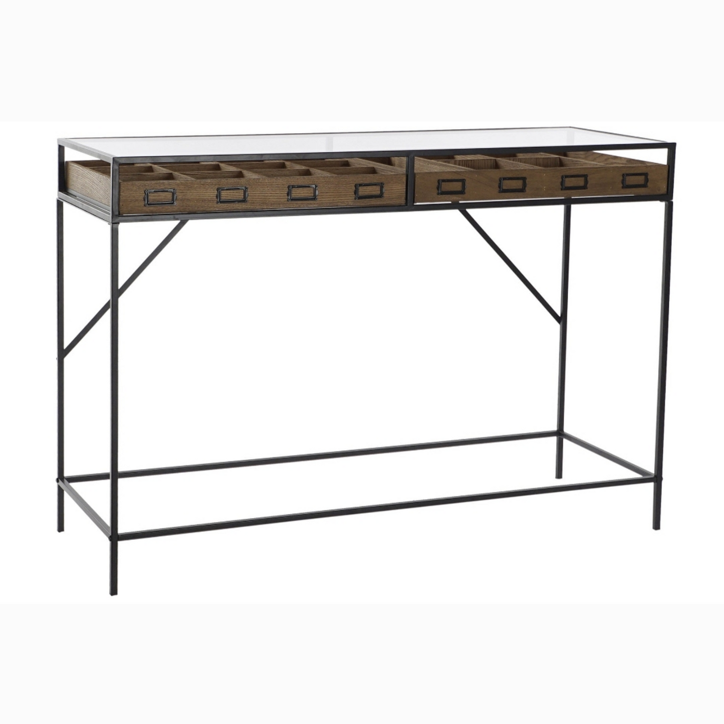 Consola metal cristal 120*40*83cm negro