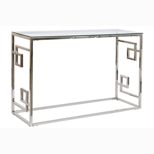 Consola metal cristal 120*40*78cm plateado