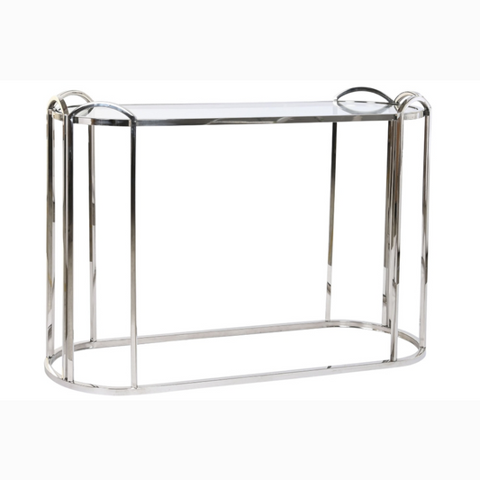 Consola metal cristal 115.5*36.5*78cm plateado