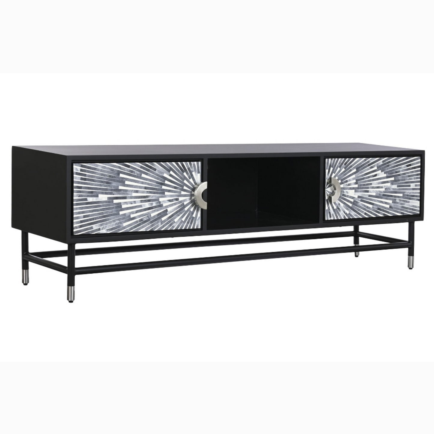 Mueble TV hueso resina 170*40*50cm taracea negro