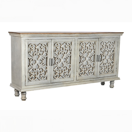 Buffet mango espejo 191*43*98cm tallado gris