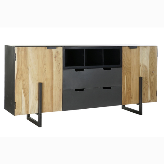 Buffet acacia metal 195*40*90cm negro