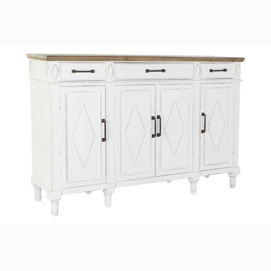 Buffet pino reciclado 160*42*105cm envejecido blanco