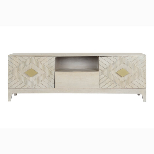 Mueble TV mango metal 175*40*60cm rombo beige