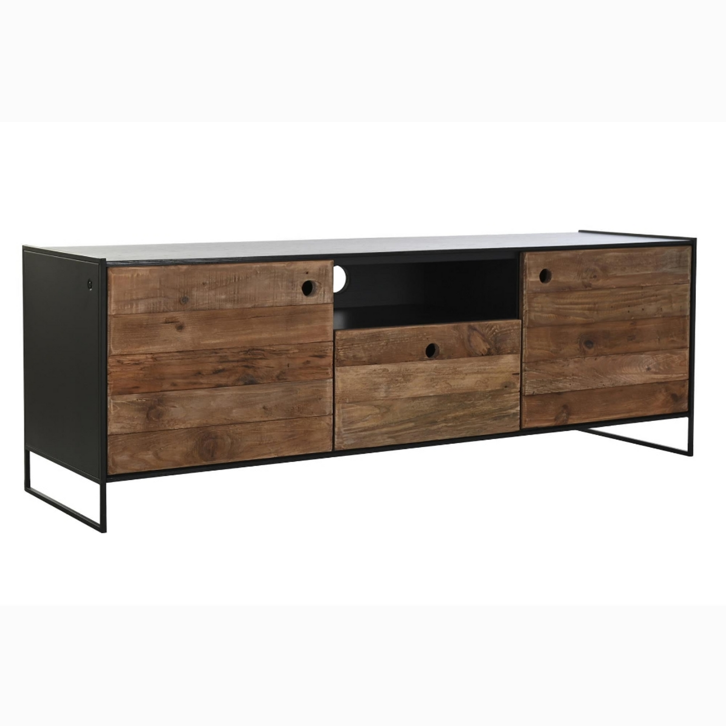 Mueble TV madera reciclada pino 144.5*40*51cm negro