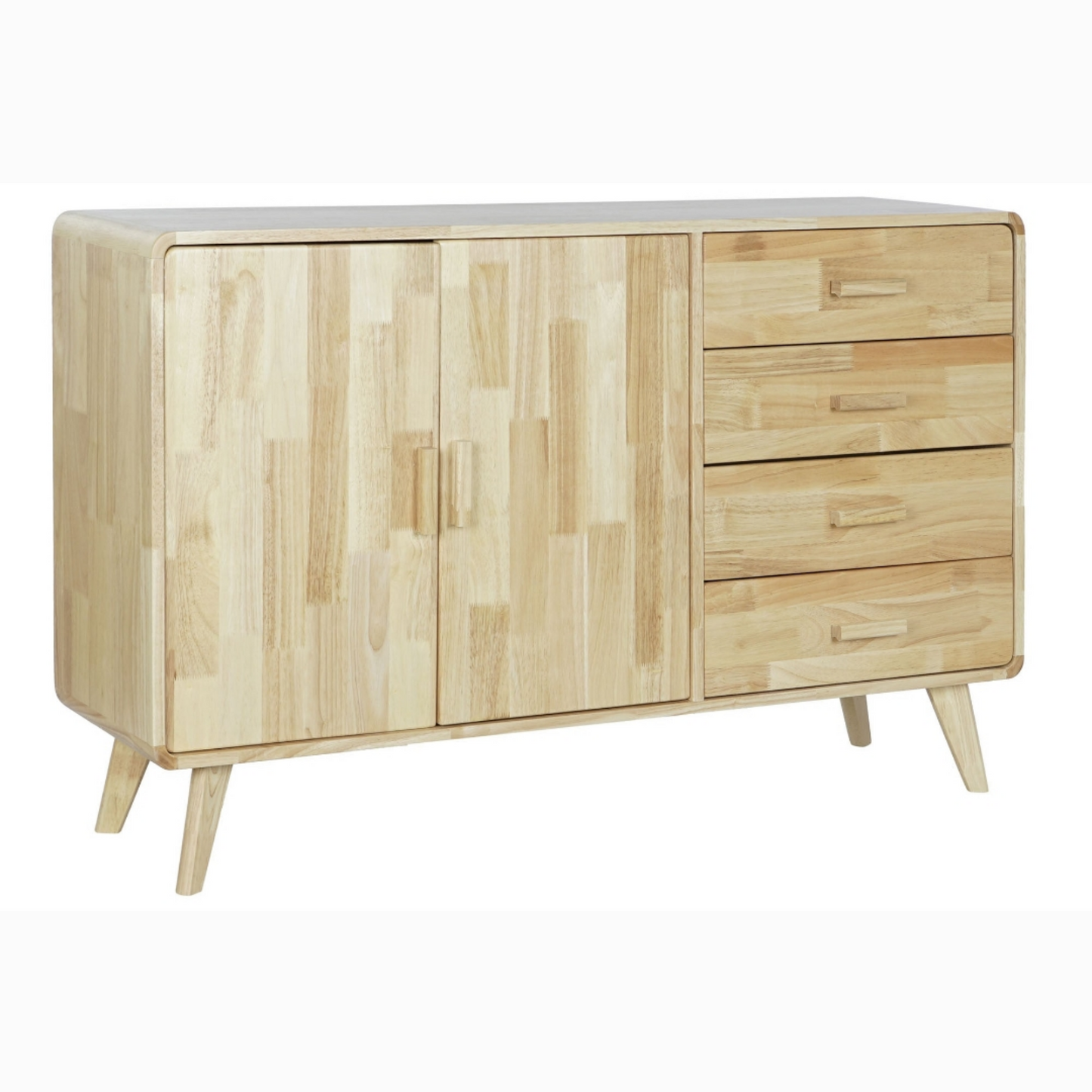 Aparador rubberwood 120x30x75cm 4caj natural