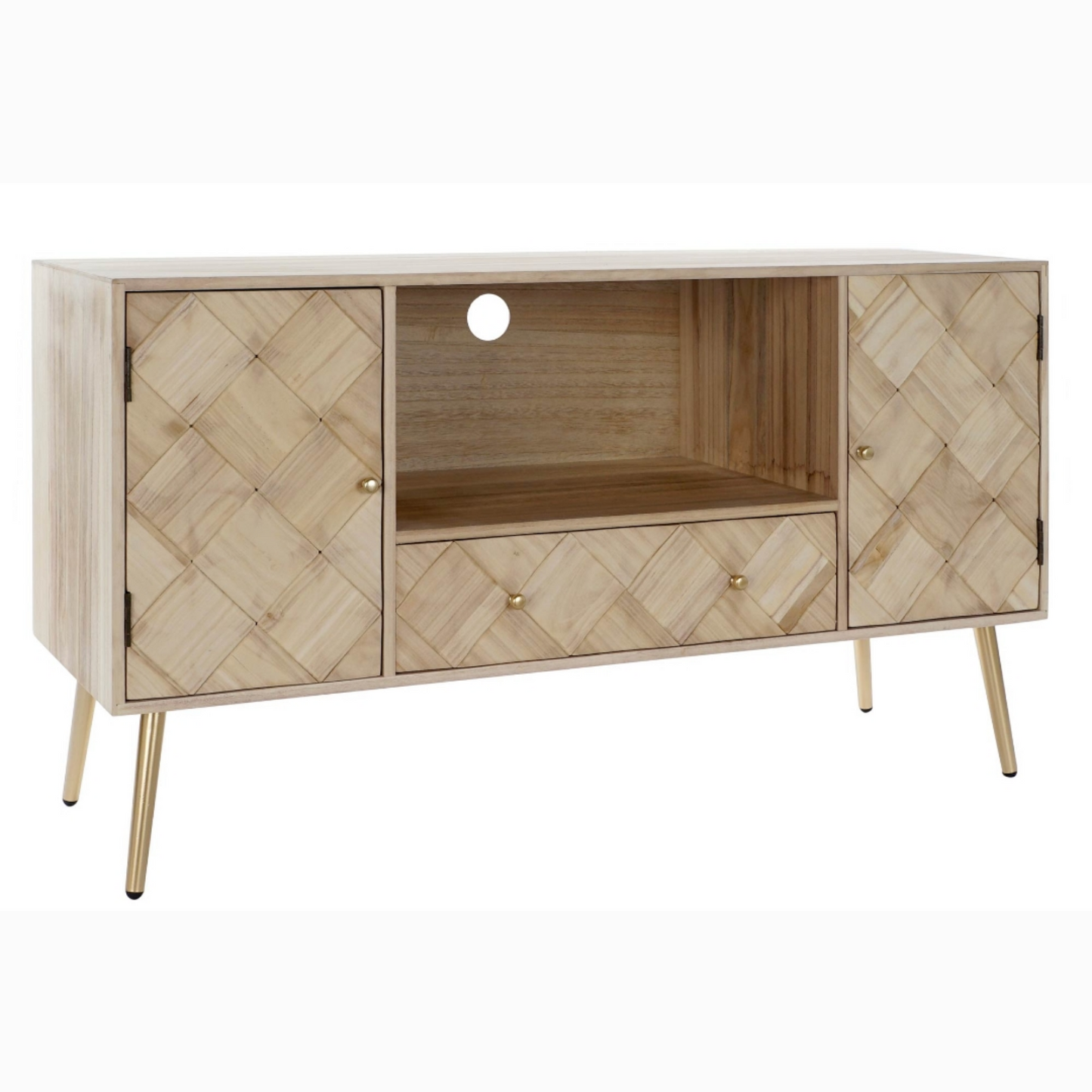 Mueble TV paulownia pino 118x40x65cm natural