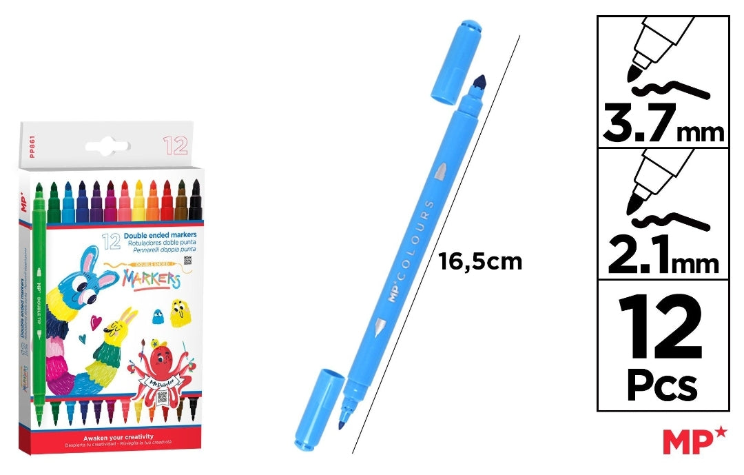 Rotuladores doble punta 12u