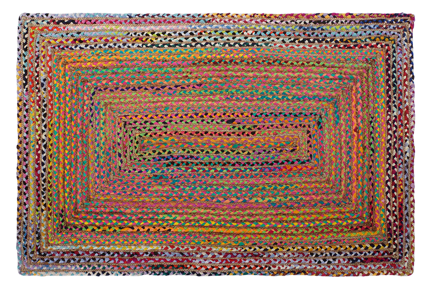 Alfombra yute algodon 160*230*1cm chindi multicolor